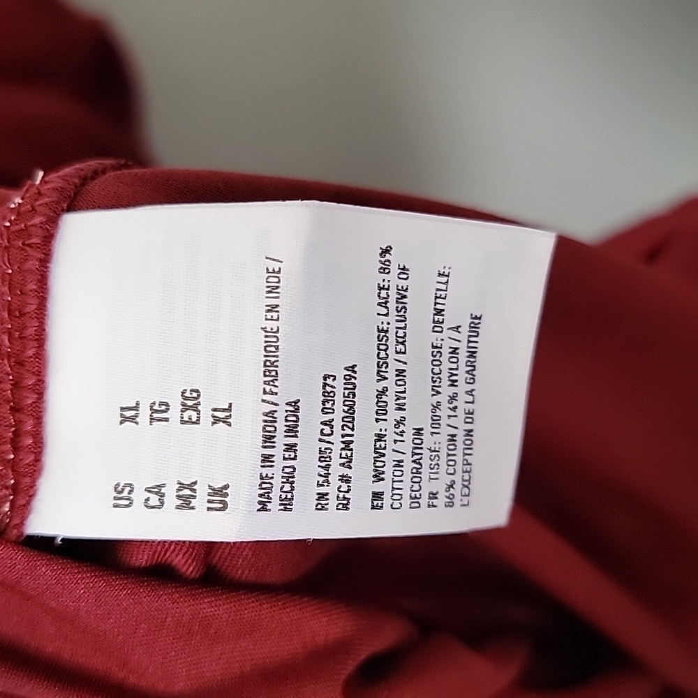 AEO Cutwork XL Cranberry Lace Front Back Detail Boho Dress - Picture 7 of 12